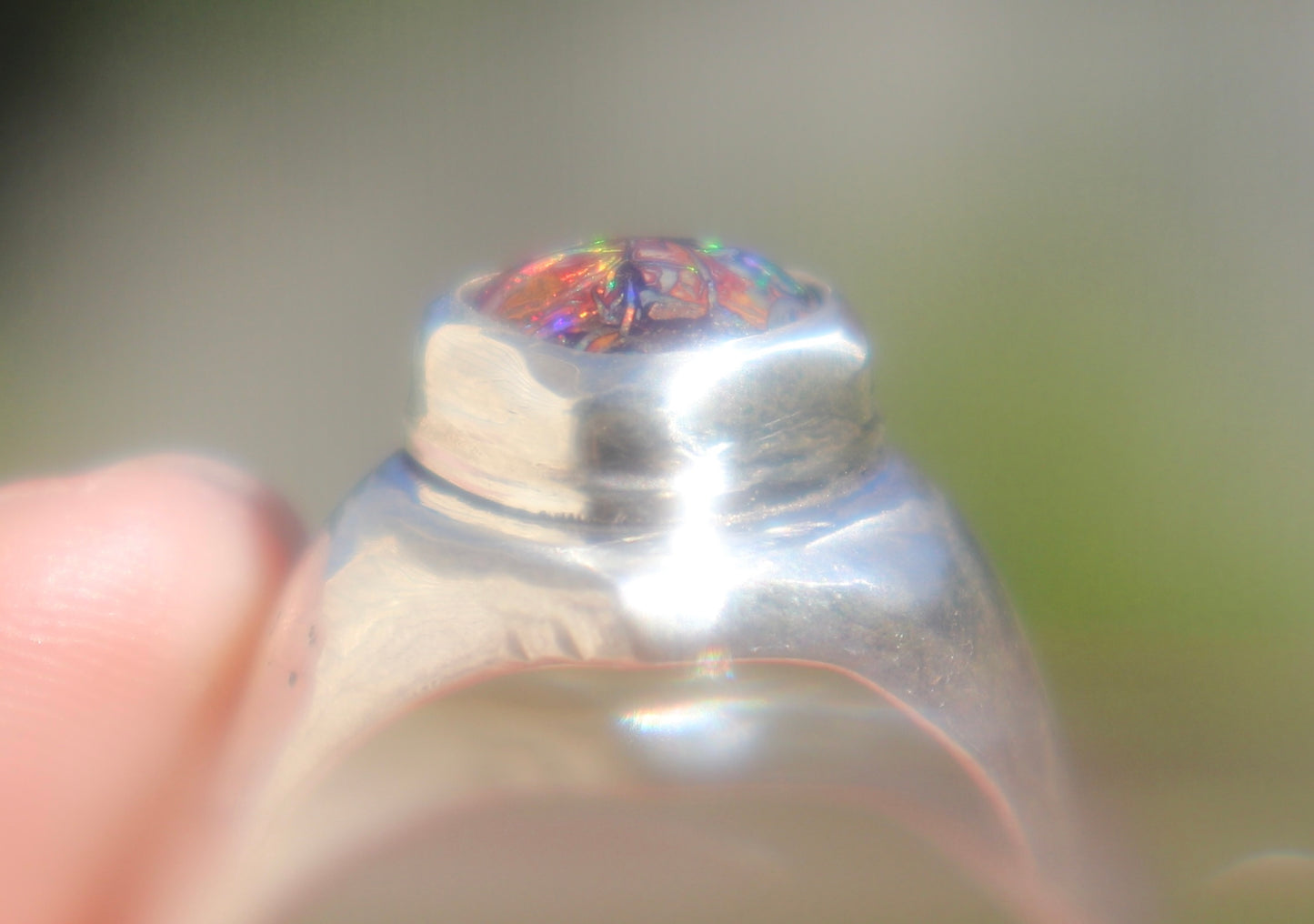 Koroit boulder opal and sterling signet size 7.5